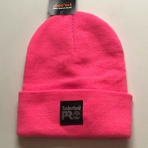 BNWT FUSCHIA TIMBERLAND PRO CUFFED BEANIE UNISEX HAT 100% ACRYLIC